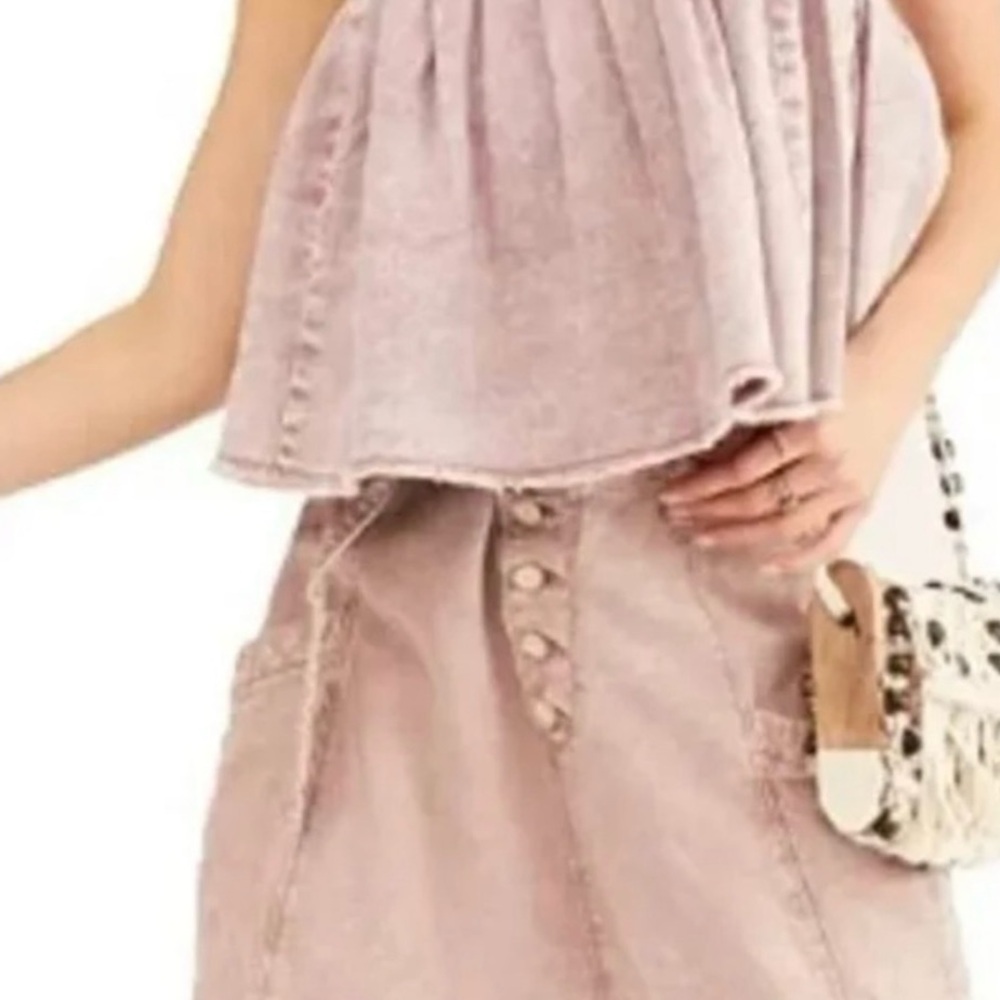 Free People Marina Denim Babydoll Crop Top, New W/Tags, USA Sz L - Picture 3 of 7